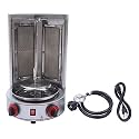 Commercial Gas Shawarma Machine - Vertical Rotisserie Gyro Grill, 360° Rotating Doner Kebab Maker, Countertop Broiler with 2 Burners, LPG Gas Efficient Cooking Equipment
