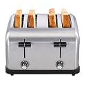 Commercial Grade Toaster 4 Slice 225 pcs/Hour 1800W Industrial Toasters Wide Slot 6-Settings Stainless Steel Heavy Duty for Restaurant Bagels,muffin,Tray, Bread, Breakfast, Texas Toast