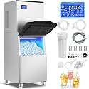 600 lbs High-Output Commercial Ice Machine Freestanding Self-Clean Durable