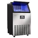 Commercial Ice Maker Machine, 100lbs/24h with 33lbs Storage Bin