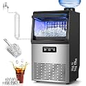 Commercial Ice Maker Machine 100LBS/24H with 20LBS Storage Bin, Gallon Water &amp; Facuet Water Inlet, 36PCS 15" Wide Undercounter/Freestanding Ice Maker Machine for Home Bar Outdoor, Self Cleaning
