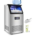 Commercial Ice Maker Machine 120LBS/24H with 30LBS Storage Bin, 15" Wide Undercounter/Freestanding Ice Maker Machine for Home Bar Outdoor, 40PCS Ice Cubes Ice Machine, Self Cleaning