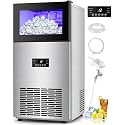 Commercial Ice Maker Machine, 160Lbs/24H with 35Lbs Ice Capacity, 63Pcs Clear Ice Cubes per Round in 11-20Mins, Stainless Steel Under Counter Freestanding Ice Machine Maker for Home Bar Outdoor