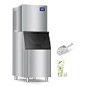Commercial Ice Maker Machine: 500lb Daily Output, 350lb Large Capacity Storage, 156Pcs Ice Cubes in 6-15 Mins - Stainless Steel Large Ice Maker for Restaurant, Bar, Cafe