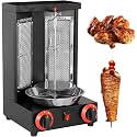 Commercial Meat Rotisserie,Electric Vertical Kebab Grill,Countertop Gas Grill Machine,Automatic Rotating Skewers Machine,Indoor Kebab Machine Black-DoubleKnob