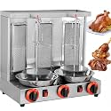 Commercial Meat Rotisserie,Electric Vertical Kebab Grill,Countertop Gas Grill Machine,Automatic Rotating Skewers Machine,Indoor Kebab Machine Silver-TripleKnob