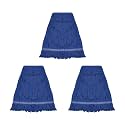 Commercial Mop Head Replacement,Blue Cotton Looped End String, Wet Industrial Cleaning Vintage Mop Head Replacements Refill, Machine Washable - Ideal Refill for Commercial Grade Mops(Pack of 3)