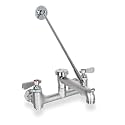 Commercial Mop Sink Faucet with Vacuum Breaker, Wall Mount Service Sink Faucet, 8 Inch Adjustable Center, Pail Hook, Heavy-Duty Brass Utility Sink Faucet for Restaurant/Garage/Industrial