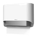Commercial Paper Towel Dispenser Wall Mount C-Fold Multifold Trifold Hand Towels Dispenser for Bathroom, Two Key Lock Design No-Drilling Adhesive & Screws Included, ABS Built, White-PN6012