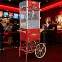 Commercial Popcorn Machine 28OZ with Cart - Stainless Steel Kettle Popper with Wheels, Warming Deck &amp; Tempered Glass, for Business, School, Corporate, Institutional, Theater, Home Use, Red