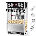 Commercial Popcorn Machine, 30 Oz Kettle, 1600 W, Black Tabletop Popcorn Maker with 3-Switch Control, for Home, Theater, Parties, Black