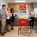 Commercial Popcorn Machine with Cart &amp; Wheels 丨 Popcorn Maker with 24OZ Stainless Steel Kettle丨 Pop corn Machine Maker for Home, Theater, Parties, Red