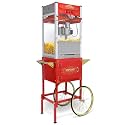 Commercial Popcorn Machine with Cart, Wheels &amp; 20 Oz Kettle,Popcorn Popper Machine Vintage Style Movie Theater Popcorn Maker Machine for Parties, Events, Commercial, and Home Theater