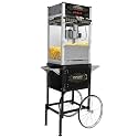 Commercial Popcorn Machine with Cart, Wheels &amp; 20 Oz Kettle, Popcorn Maker Machine Vintage Style Movie Theater Popcorn Popper Machine for Parties, Events, Commercial, and Home Theater