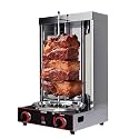 Commercial Shawarma Grill, 3000W Electric Doner Kebab Rotisserie with 2 Burners & Temperature Control, 360° Rotating Stainless Steel Broiler for Restaurant & Kitchen