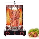 Commercial Shawarma Rotisserie Machine - 2-Burner Doner Kebab Grill with 360° Rotating Broiler, Adjustable Temp, Ideal for BBQ Parties, Home & Restaurant Use (Gas 2800P)