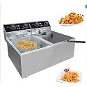 Commercial Stainless Steel Electric Deep Fryer, 6l Double Cylinder Fryer with Basket, Oil Pot &amp; Burner Guard, Efficient Constant Temperature Frying for Restaurants &amp; Fast Food Shops