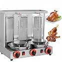Commercial Vertical Kebab Grill Machine - Electric Gyro Meat Rotisserie with Adjustable Burners, 50-350℃ for Home &amp; Restaurant Use (Silver, Large)
