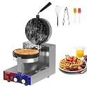 Commercial Waffle Maker - Belgian Waffle Maker w/Non-stick Baking Pan and 550℉ Heating, 1200W Rotating Waffle Iron for 1.2" Thick, Stainless Steel Round Waffle Machine for Restaurant