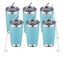 COMOOO 20oz Tumbler Bulk Double Wall Vacuum Insulated Travel Mug, Stainless Steel Tumbler with Lid and Straw Durable Powder Coated Insulated Coffee Cup for Cold &amp; Hot Drinks (Army Green, 4 Pack