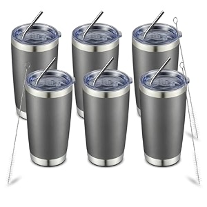 comooo 20oz tumbler with straw stainless steel insulated coffee tumbler cups double wall vacuum travel coffee mug with splash proof sliding lid for hot cold drinks mix color12 pack