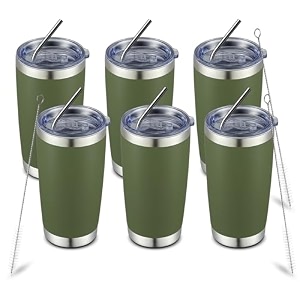 comooo 20oz tumbler with straw stainless steel insulated coffee tumbler cups double wall vacuum travel coffee mug with splash proof sliding lid for hot cold drinks mix color12 pack