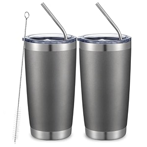comooo 20oz tumbler bulk double wall vacuum insulated travel mug stainless steel tumbler with lid and straw durable powder coated insulated coffee cup for cold amp hot drinks army green 4 pack
