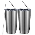 COMOOO 20oz Double Wall Vacuum Insulated Travel Mug, Stainless Steel Tumbler with Lid, Durable Powder Coated Insulated Coffee Cup for Cold &amp; Hot Drinks (silver，12 pack）