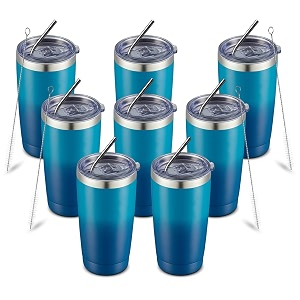 comooo 20oz tumbler with straw stainless steel insulated coffee tumbler cups double wall vacuum travel coffee mug with splash proof sliding lid for hot cold drinks mix color12 pack