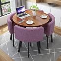 Compact Dining Set, Round Dining Table and Chairs Set 4, Office Reception Room Club Table and Chair Set, Space-Saving Small Meeting Room Table for Home Living Room Balcony Cafe Break Room, P