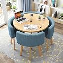Compact Dining Table Set, Round Dining Table and Chairs Set 4, Office Reception Room Club Table and Chair Set, Space-Saving Small Meeting Room Table for Home Living Room Balcony Cafe Break R