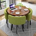 Compact Dining Table Set, Round Dining Table and Chairs Set 4, Office Reception Room Club Table and Chair Set, Space-Saving Small Meeting Room Table for Home Living Room Balcony Cafe Break R