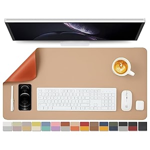 homieazicozi dual sided leather desk padpu desk matwaterproof desk protector desk mouse pad for officehomegamingdecorblackred31534x 15734 