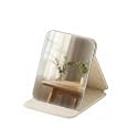Compact Folding Makeup Mirror, Portable Travel Vanity Mirror for Purse &amp; Pocket, Foldable Handheld Tabletop Mirror with Adjustable Stand &amp; HD Reflection, Beige