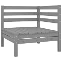 Compact Modular Corner Sofa in Grey Solid Pine Wood for Outdoor Use, Scandinavian Design with UV Resistant Finish and Smooth Texture, Durable Seating for Balcony or Garden