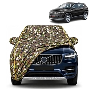 compass 100 waterproof car cover  dustproof sun protection cover  soft cotton lining  triple stitched  mirror pocket  antenna pocket  all weather body cover army