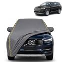 Compass 100% Waterproof Car Cover | Dustproof Sun Protection Cover | Soft Cotton Lining | Triple Stitched | Mirror Pocket | Antenna Pocket | All Weather Body Cover (Grey with Yellow Piping)
