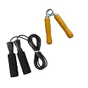Compass Wooden Hand Grip + Skipping Rope with Foam Grip Handles Home Gym Kit