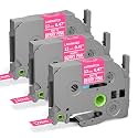 Compatible with Brother 12mm 0.47" TZe-MQP35 Label Tape White on Berry Pink