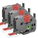 Compatible with Brother P Touch 18mm 0.7" Label Tape TZe-441 Black on Red
