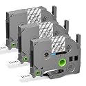 Compatible with Brother Ptouch 12mm 0.47" Label Tape TZe-131 Black on Clear