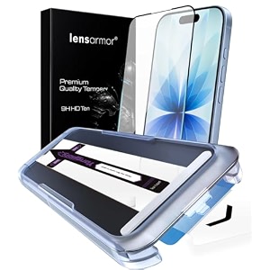 lensarmor compatible with iphone 17 easy-fit screen protector  9h tempered glass with auto alignment tray  hd clarity anti-fingerprint edge-to-edge protection  bubble-free installation  6334