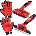 Complete Professional Pet Grooming Kit Self Cleaning Slicker Brush for Dogs &amp; Cats - Pro Grooming Brushes Effectively Reduces Shedding Fur Hair Remover Brush Gloves - Combo Gift Set