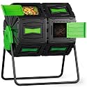 Compost Tumbler, Easy Assemble & Efficient Outdoor Compost Bin, 45 Gallon/170 Liter Large Dual Chamber Rotating Composter for Garden, Kitchen, and Yard Waste, Green Door