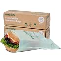 Compostic Compostable Sandwich Bags XL, 60 Ct, Resealable Zip Food Storage