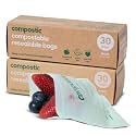 Compostic Compostable Snack Bags, 60 Ct, Resealable Zip Snack Baggies