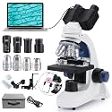 Compound Binocular Microscope for Adults Students, 40X-2500X Lab Binocular Microscopes with 1.3 MP USB Eyepiece Camera, 100X Oil Immersion Objectives and Microscope Slide Set