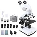 Compound Binocular Microscopes 40X-2000X with Microscope Prepared Slides 30p,for Kids Students Adults, Microscope Accessories, Wire Camera Shutter, for School CX1012