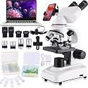 Compound Microscope，40X-2500X ，WF10x and WF25x eyepieces, Dual LED Lighting and Two-Layer Mechanical Stage，Microscope for Adults… ASIN B0CCNZFJ61