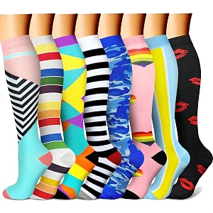 compression socks 7 pairs 15-20 mmhg is best graduated athletic amp medical for men amp women running flight travel nurses pregnant - boost performance blood circulation